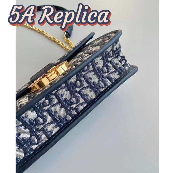 Replica Dior Women CD 30 Montaigne East-West Bag Chain Blue Oblique Jacquard 12