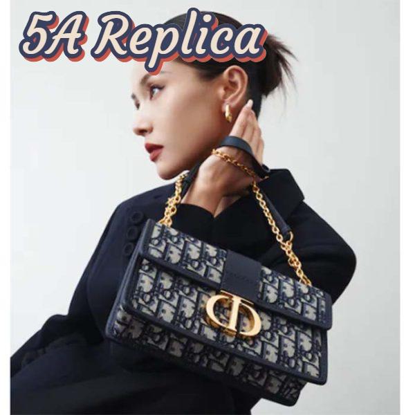Replica Dior Women CD 30 Montaigne East-West Bag Chain Blue Oblique Jacquard 14