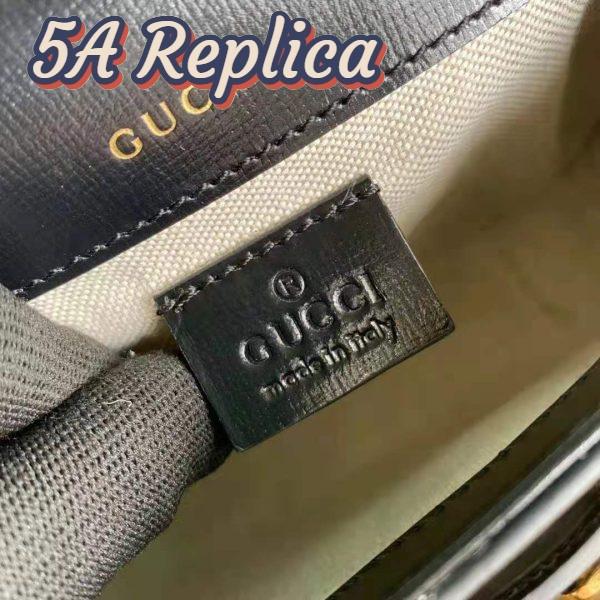 Replica Gucci GG Unisex Gucci Horsebit 1955 Mini Bag Black Leather Green and Red Web 11