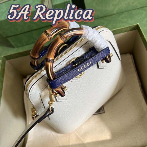 Replica Gucci GG Women Gucci Diana Mini Tote Bag White Leather Double G 5