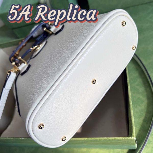 Replica Gucci GG Women Gucci Diana Mini Tote Bag White Leather Double G 6