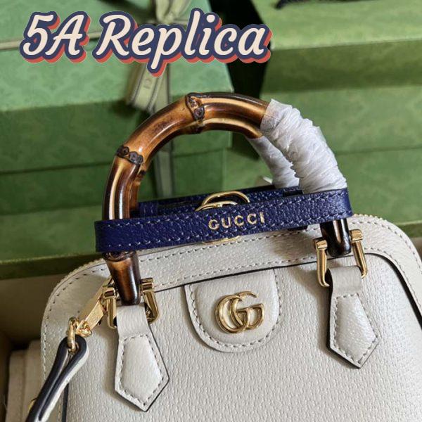 Replica Gucci GG Women Gucci Diana Mini Tote Bag White Leather Double G 9