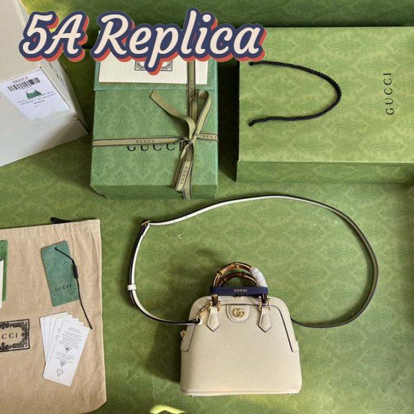 Replica Gucci GG Women Gucci Diana Mini Tote Bag White Leather Double G 10