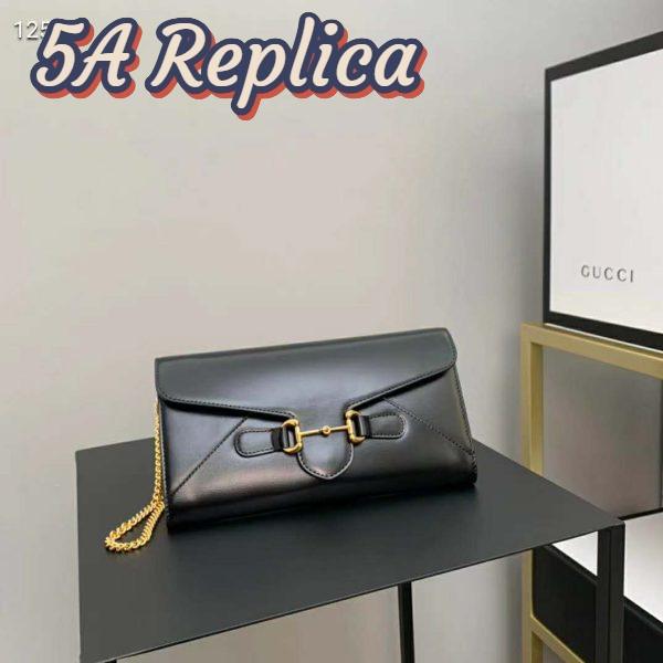 Replica Gucci GG Unisex Gucci Horsebit 1955 Wallet with Chain-Black 2