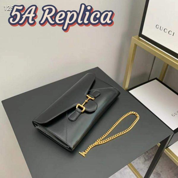 Replica Gucci GG Unisex Gucci Horsebit 1955 Wallet with Chain-Black 4