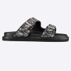 Replica Dior Unisex CD Shoes Aqua Sandal Beige Black Dior Oblique Jacquard Black Calfskin