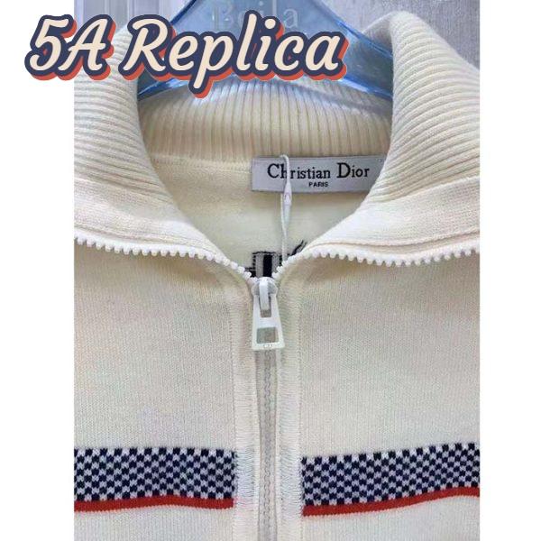 Replica Dior Men CD DiorAlps Short High-Collar Cardigan White Three-Tone Wool Cashmere Knit 6