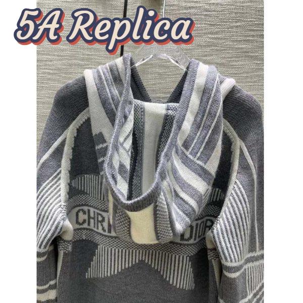 Replica Dior Men CD DiorAlps Zipped Cardigan Hood Gray White Wool Cashmere Knit 5