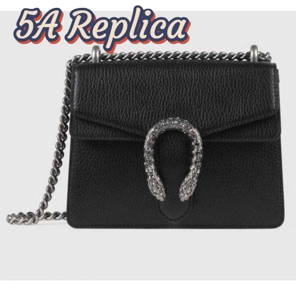 Replica Gucci GG Women Dionysus Leather Mini Bag Black Metal-Free Tanned Leather