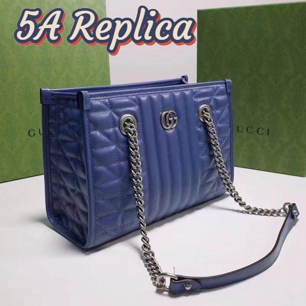 Replica Gucci Unisex GG Marmont Medium Matelassé Leather Blue Bag Double G 3