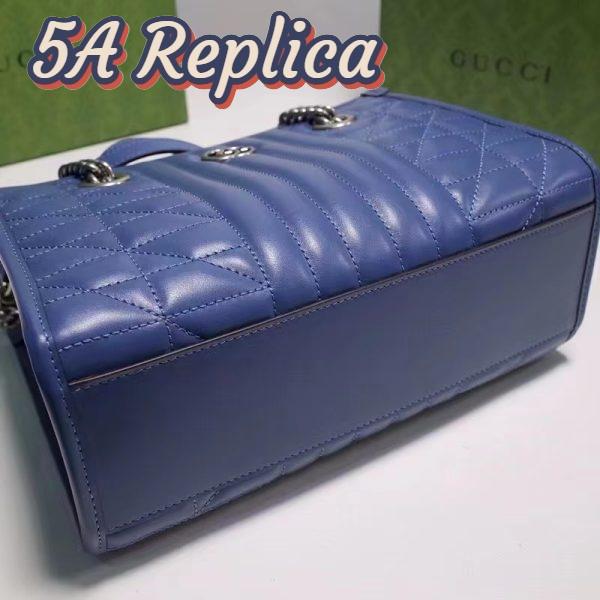 Replica Gucci Unisex GG Marmont Medium Matelassé Leather Blue Bag Double G 7