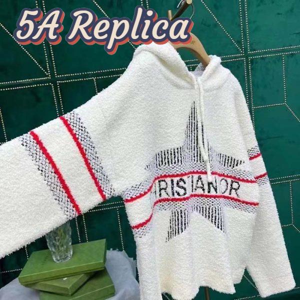 Replica Dior Women CD DiorAlps Hooded Sweater Ecru Technical Wool Textured Knit Star 5