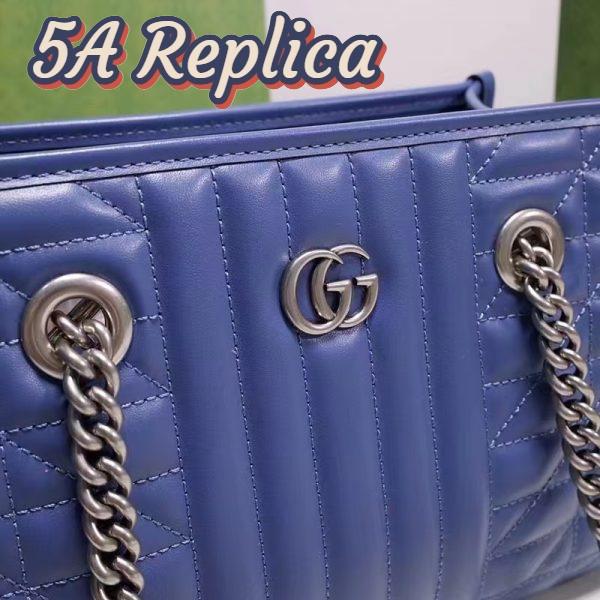 Replica Gucci Unisex GG Marmont Medium Matelassé Leather Blue Bag Double G 8