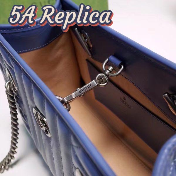 Replica Gucci Unisex GG Marmont Medium Matelassé Leather Blue Bag Double G 9