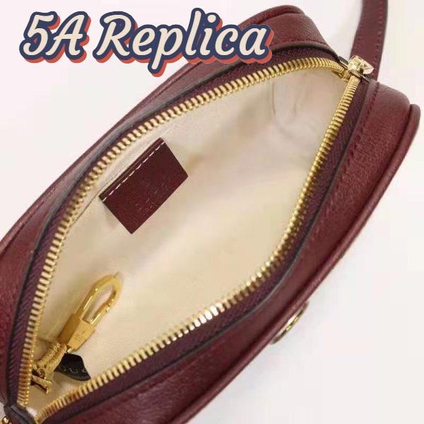 Replica Gucci Unisex Ophidia Mini Bag with Web Beige and Burgundy Original GG Canvas 10