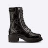 Replica Dior Women D-Leader Ankle Boot Black Quilted Cannage Calfskin