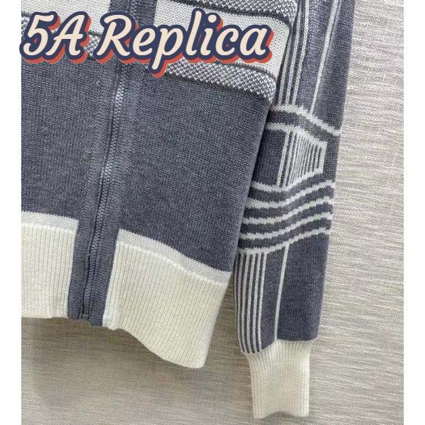 Replica Dior Women CD DiorAlps Zipped Cardigan Hood Gray White Wool Cashmere Knit 9