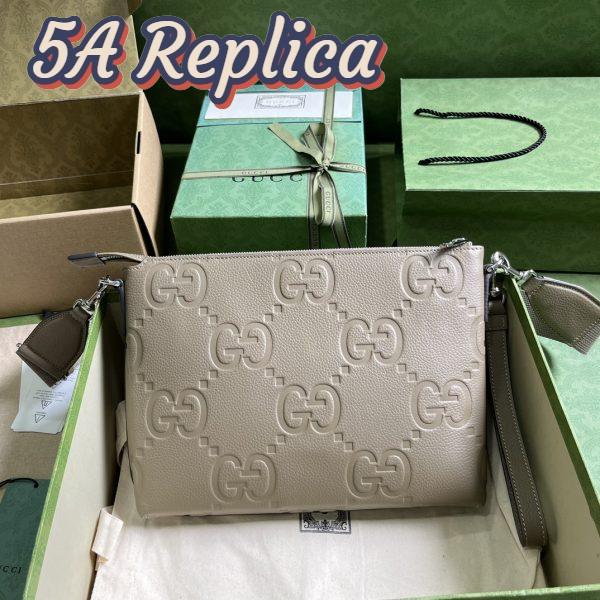 Replica Gucci Unisex Jumbo GG Medium Messenger Bag Taupe Leather Zip Closure 2