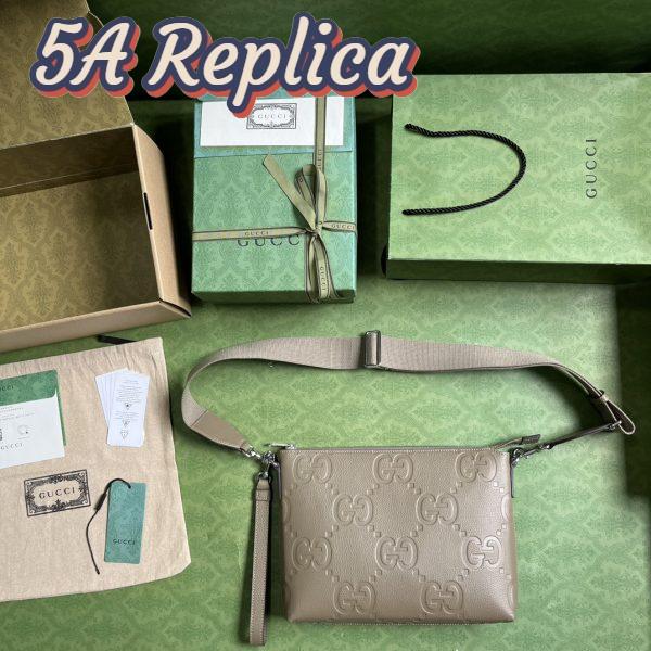 Replica Gucci Unisex Jumbo GG Medium Messenger Bag Taupe Leather Zip Closure 7