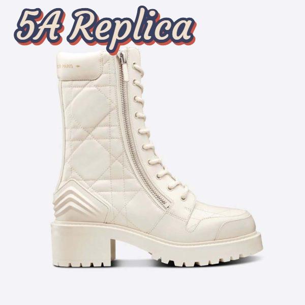 Replica Dior Women D-Leader Ankle Boot White Quilted Cannage Calfskin