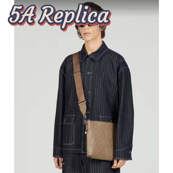 Replica Gucci Unisex Jumbo GG Medium Messenger Bag Taupe Leather Zip Closure 11