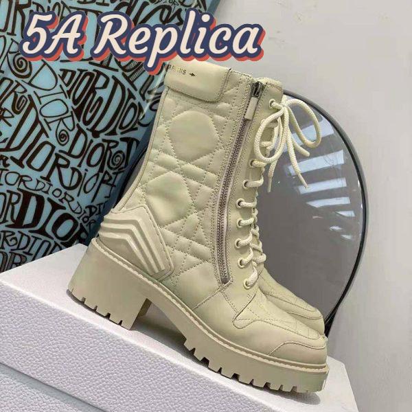 Replica Dior Women D-Leader Ankle Boot White Quilted Cannage Calfskin 6