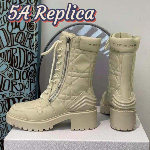 Replica Dior Women D-Leader Ankle Boot White Quilted Cannage Calfskin 7