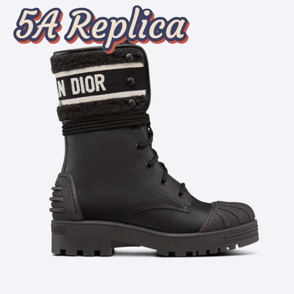 Replica Dior Women D-Major Ankle Boot Black Calfskin and Lambskin Wool 2