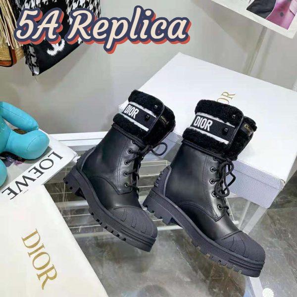 Replica Dior Women D-Major Ankle Boot Black Calfskin and Lambskin Wool 3