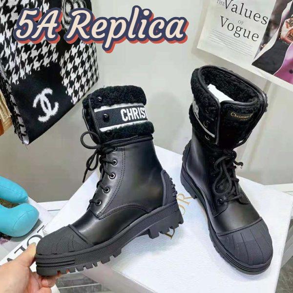 Replica Dior Women D-Major Ankle Boot Black Calfskin and Lambskin Wool 5