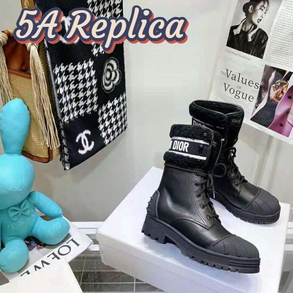Replica Dior Women D-Major Ankle Boot Black Calfskin and Lambskin Wool 6