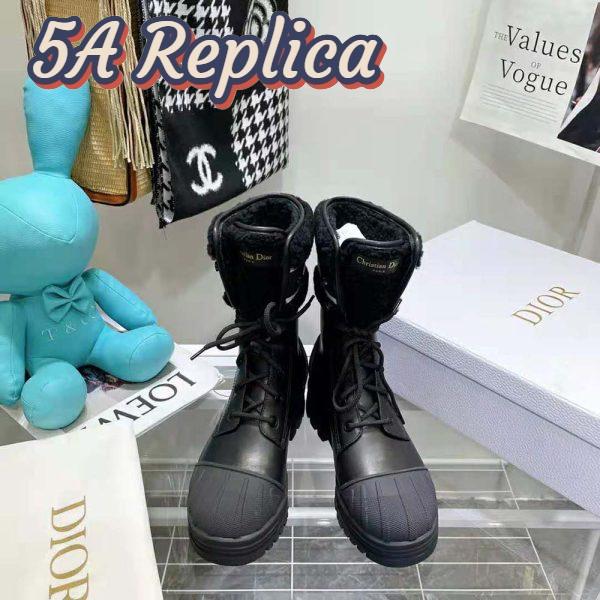 Replica Dior Women D-Major Ankle Boot Black Calfskin and Lambskin Wool 7