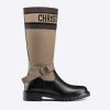 Replica Dior Women D-Major Boot Taupe and Black Technical Fabric and Calfskin