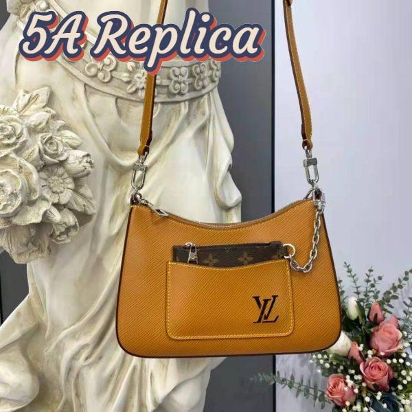 Replica Louis Vuitton LV Women Marelle Handbag Honey Gold Epi Grained Cowhide Leather Canvas 4