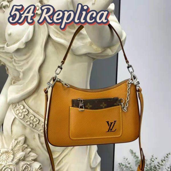 Replica Louis Vuitton LV Women Marelle Handbag Honey Gold Epi Grained Cowhide Leather Canvas 5