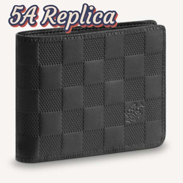 Replica Louis Vuitton LV Unisex Multiple Wallet Black Damier Infini Leather