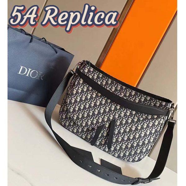 Replica Dior Unisex CD Saddle Soft Bag Beige Black Dior Oblique Jacquard 3