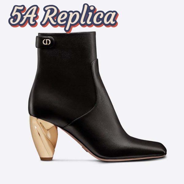Replica Dior Women Rhodes Heeled Ankle Boot Black Supple Calfskin