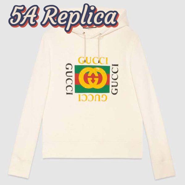 Replica Gucci Men Oversize Sweatshirt with Gucci Logo in 100% Cotton-White 2