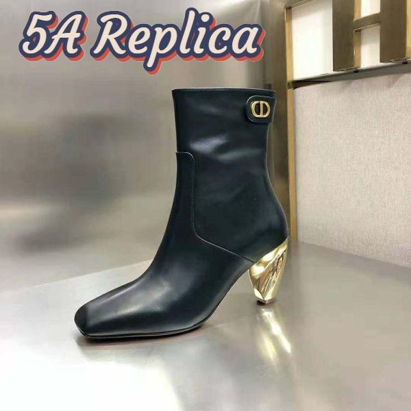 Replica Dior Women Rhodes Heeled Ankle Boot Black Supple Calfskin 8
