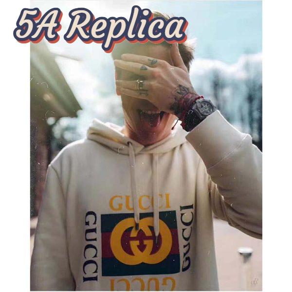 Replica Gucci Men Oversize Sweatshirt with Gucci Logo in 100% Cotton-White 6