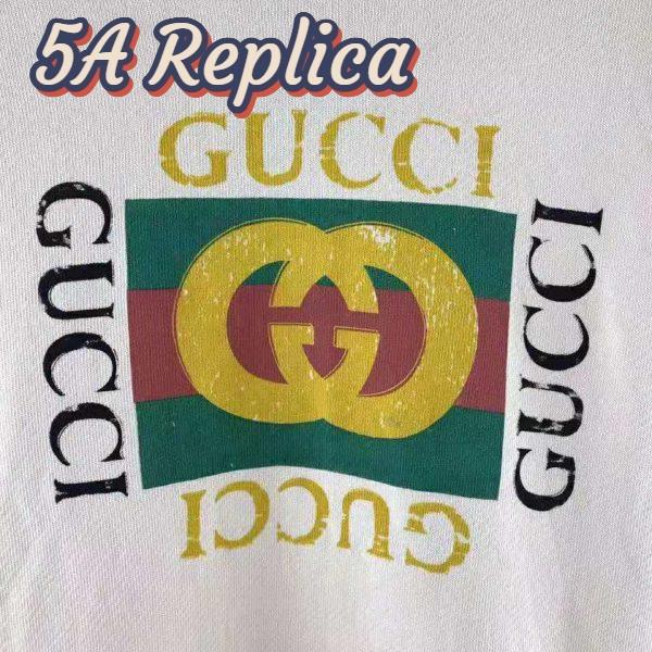 Replica Gucci Men Oversize Sweatshirt with Gucci Logo in 100% Cotton-White 7