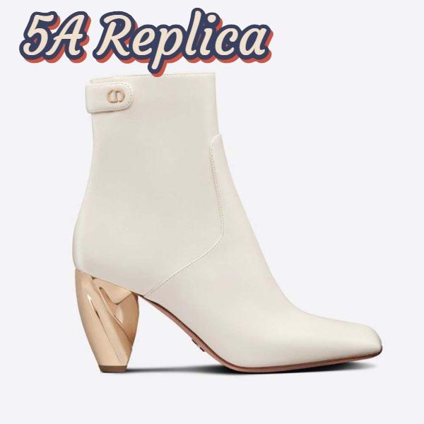 Replica Dior Women Rhodes Heeled Ankle Boot White Supple Calfskin 2