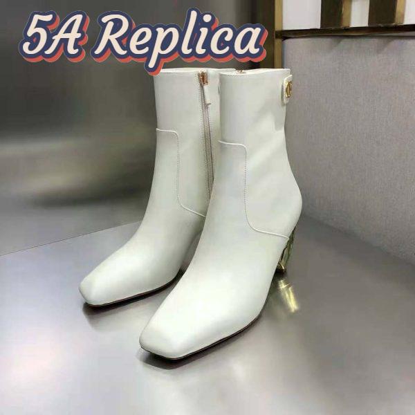 Replica Dior Women Rhodes Heeled Ankle Boot White Supple Calfskin 5