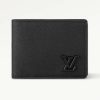 Replica Louis Vuitton Unisex Multiple Wallet Black Grained Cowhide Leather Textile Lining