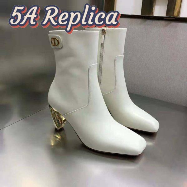 Replica Dior Women Rhodes Heeled Ankle Boot White Supple Calfskin 7