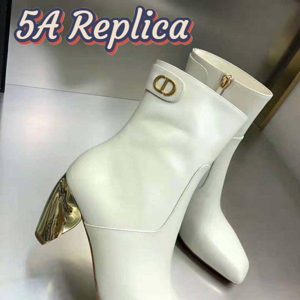 Replica Dior Women Rhodes Heeled Ankle Boot White Supple Calfskin 8