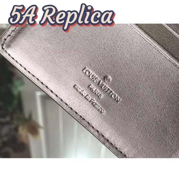 Replica Louis Vuitton Unisex Multiple Wallet Black Grained Cowhide Leather Textile Lining 10