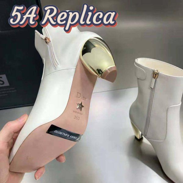Replica Dior Women Rhodes Heeled Ankle Boot White Supple Calfskin 11