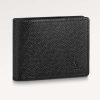 Replica Louis Vuitton Unisex Multiple Wallet Black Grained Cowhide Leather Textile Lining 13